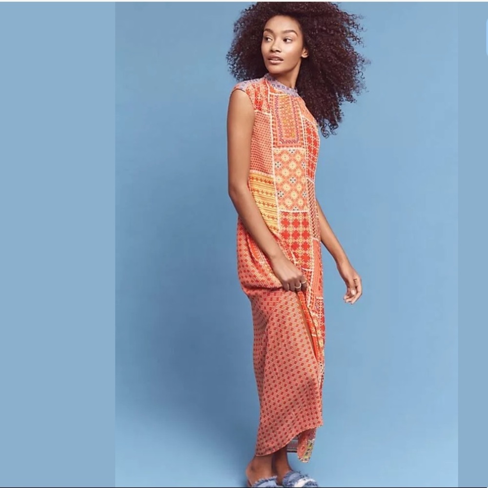 Anthropologie $198 Tanvi Kedia patchwork dress M southwest retro bohemian